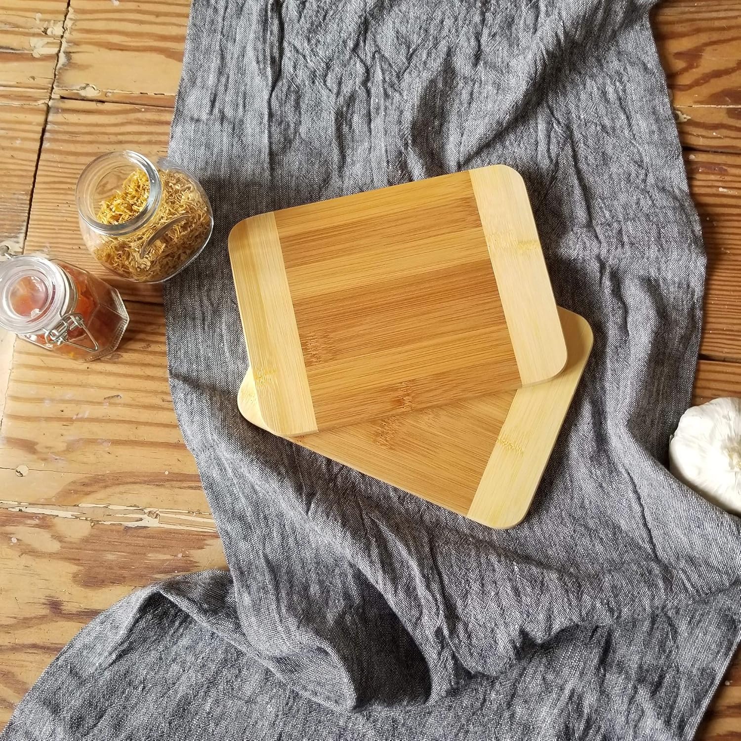 Small Bamboo Two-Tone Cutting Board 8"x6"x5/16" – Compact, Eco-Friendly, Multi-Purpose