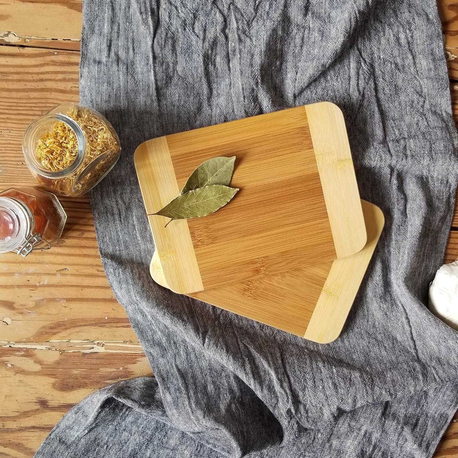 Small Bamboo Two-Tone Cutting Board 8"x6"x5/16" – Compact, Eco-Friendly, Multi-Purpose