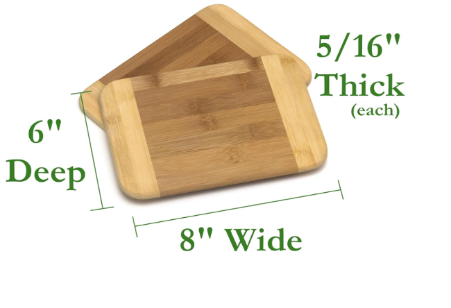 Small Bamboo Two-Tone Cutting Board 8"x6"x5/16" – Compact, Eco-Friendly, Multi-Purpose